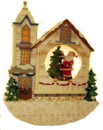 Rocking House With Santa Inside Figurine