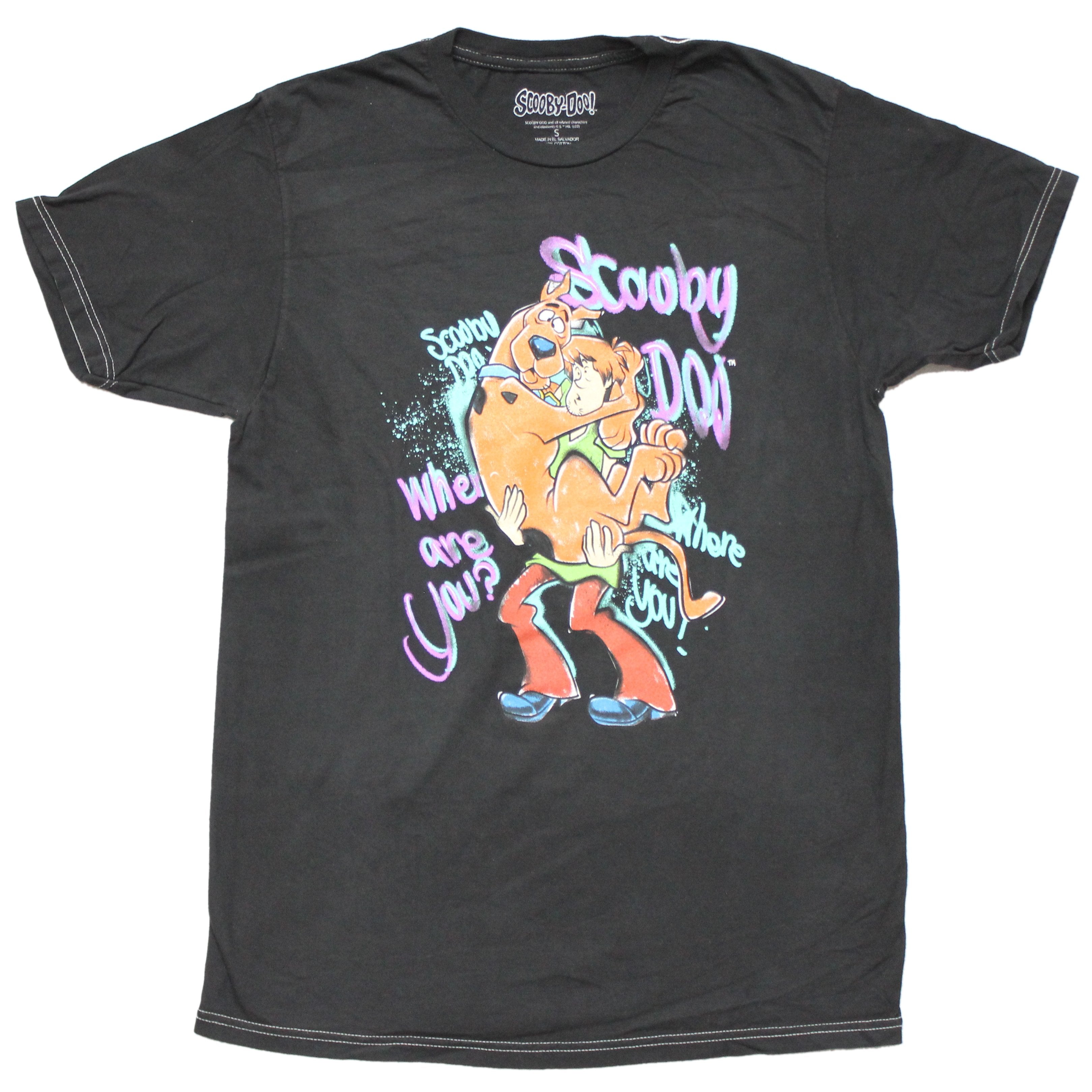 Scooby Doo Mens T-shirt - Where Are You Shaggy Holding Scooby