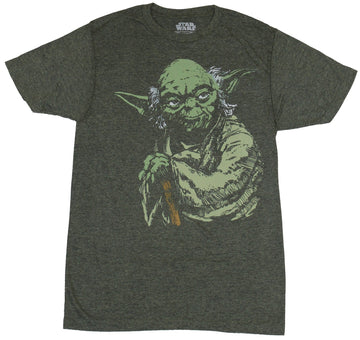 Star Wars  Mens T-Shirt - Yoda Head Turned Simple Pose Image