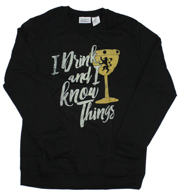 Game of Thrones Mens Crewneck Sweatshirt - I Drink And Know Things Glass Image