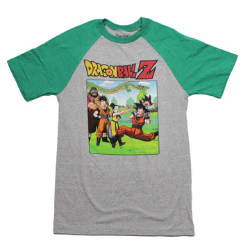 Dragon Ball Z Mens T-Shirt - Goku & Son Piggy Back  Dragon Scared