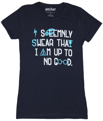 Harry Potter Girls Juniors T-Shirt - Solemnly Swear No Good Words Symbols