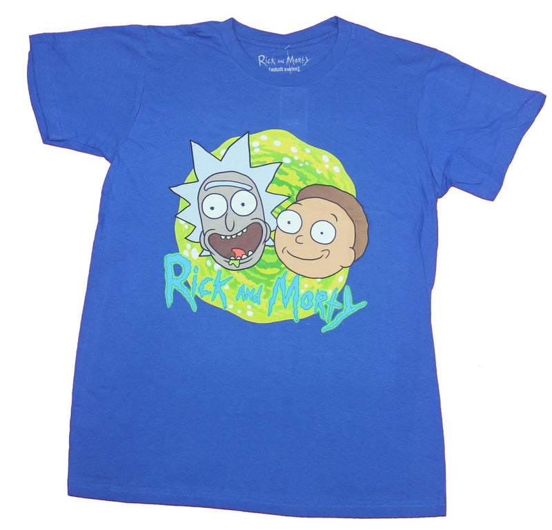 Rick & Morty Mens T-Shirt- Rick & Morty Heads In a Portal Image