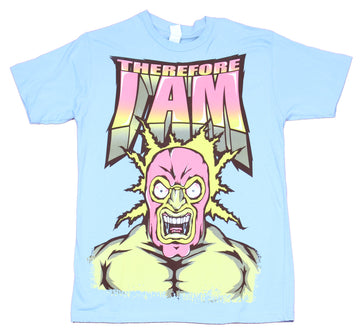 Therefore I Am Mens T-Shirt - Crazy Wrestler and Giant Logo Image