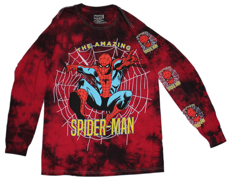 Spider-man Mens Long Sleeve T-shirt - The Amazing Spider-man Over Web