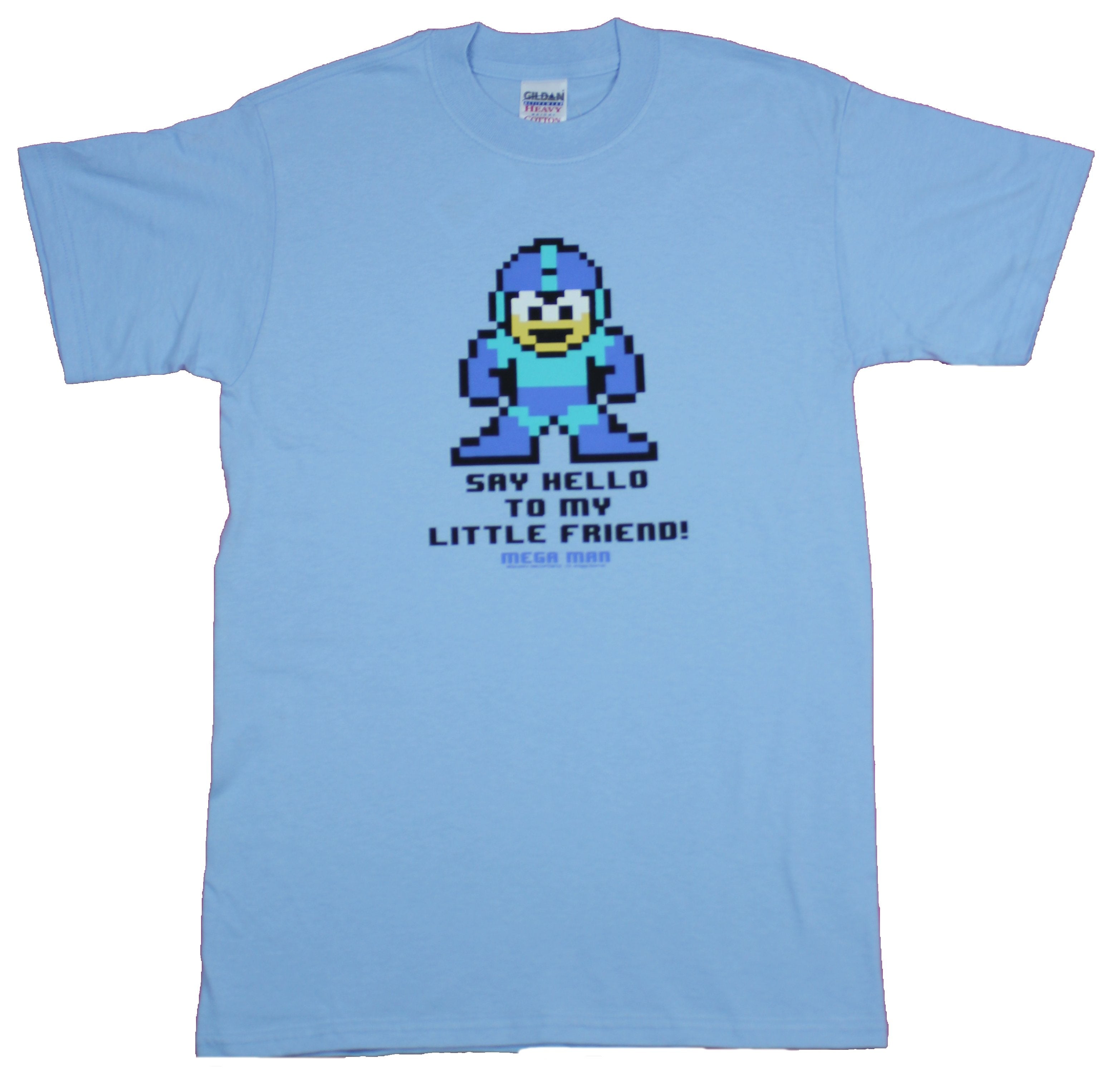 Mega Man Mens T-Shirt  - Say Hello To My Little Friend Megaman 8-Bit