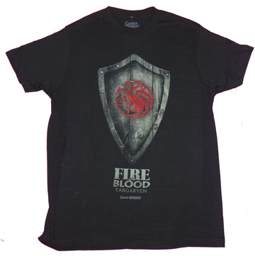 Game of Thrones Mens T-Shirt- Targaryen Wooden Battle Shield Image