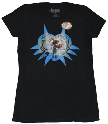 Legend of Zelda Girls Juniors  T-Shirt - Dark Link in Skull Kid Blue Image