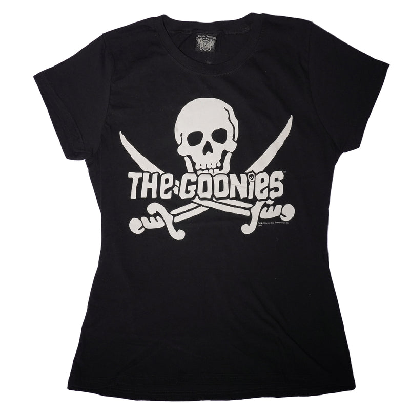 The Goonies Girls T-Shirt - Skull Logo Gray - Inmyparentsbasement.com