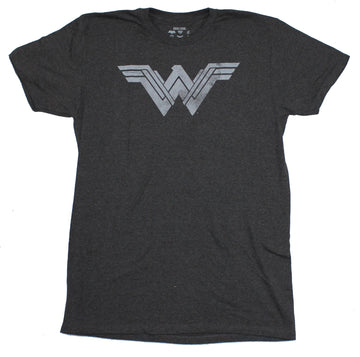 Wonder Woman DC Comics Mens T-Shirt - Distressed Gray Style Logo Image