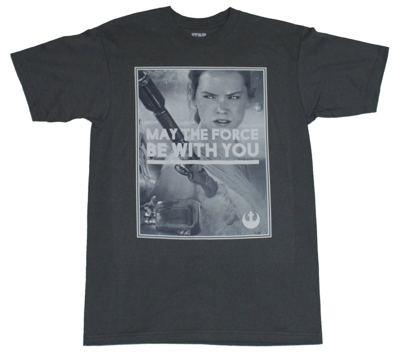 Star Wars Force Awakens Mens T-Shirt - May the Force Be With Your Over Rey Photo