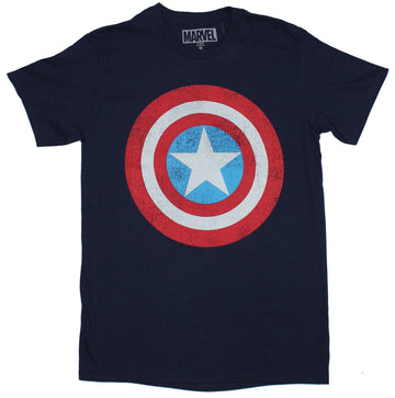 Captain America (Marvel Comics) Mens T-Shirt - Classic Shield Logo Cracked style