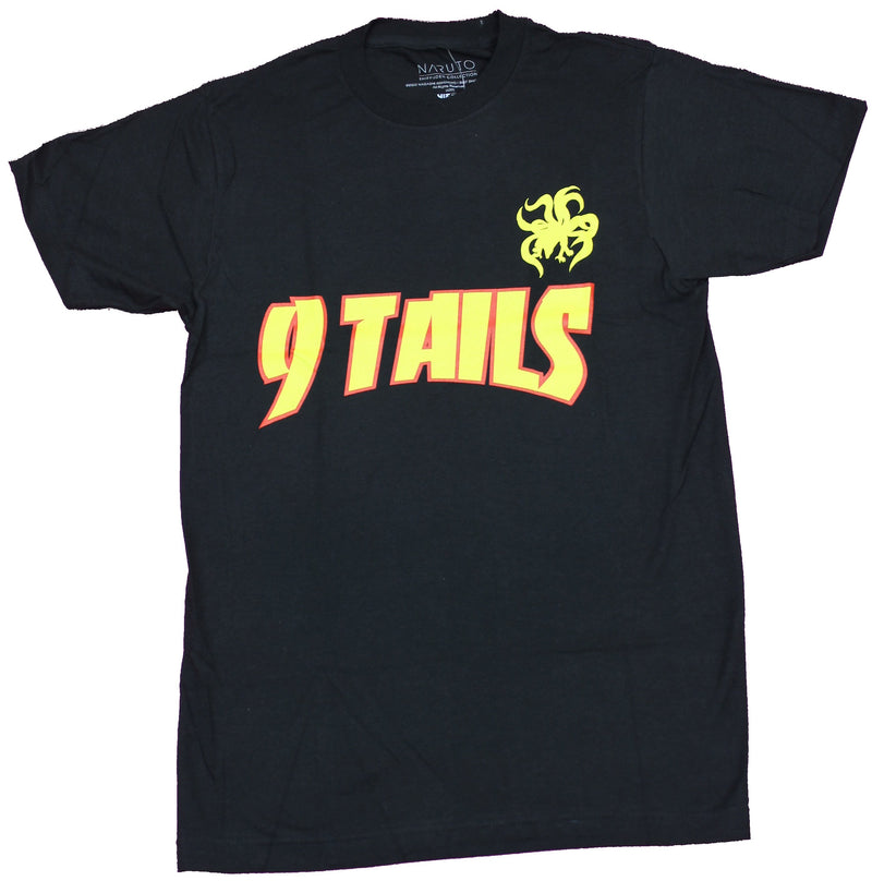 Naruto Shippuden Mens T-Shirt - 9 Tails Yellow Red Script