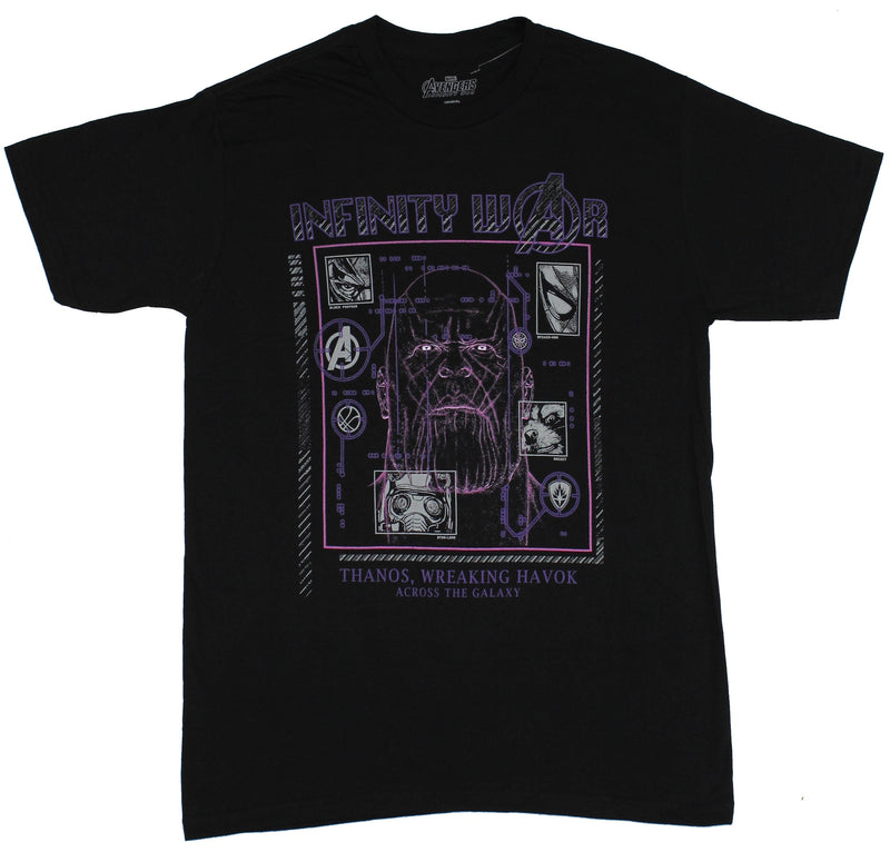 Infinity War (Marvel) Mens T-Shirt - Thanos Wrecking Havoc Line Drawing