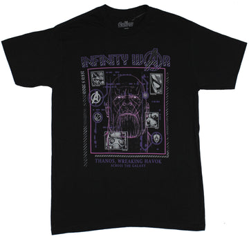 Infinity War (Marvel) Mens T-Shirt - Thanos Wrecking Havoc Line Drawing