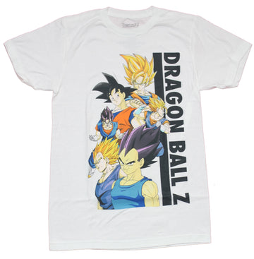 Dragon Ball Z Mens T-Shirt - Vegeta & Goku Character Collage Vertical Logo