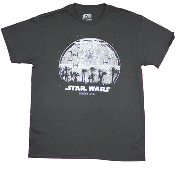 Star Wars Rogue One Mens T-Shirt - Death Star Over Trees Image