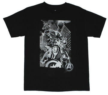 The Avengers (Marvel Comics) Mens T-Shirt - Age of Ultron Grayscale Jet Drop