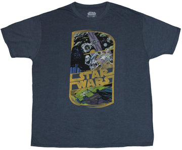 Star Wars Mens T-Shirt - Rectangled Tie Fighter Darth Vader, Saber Art Logo