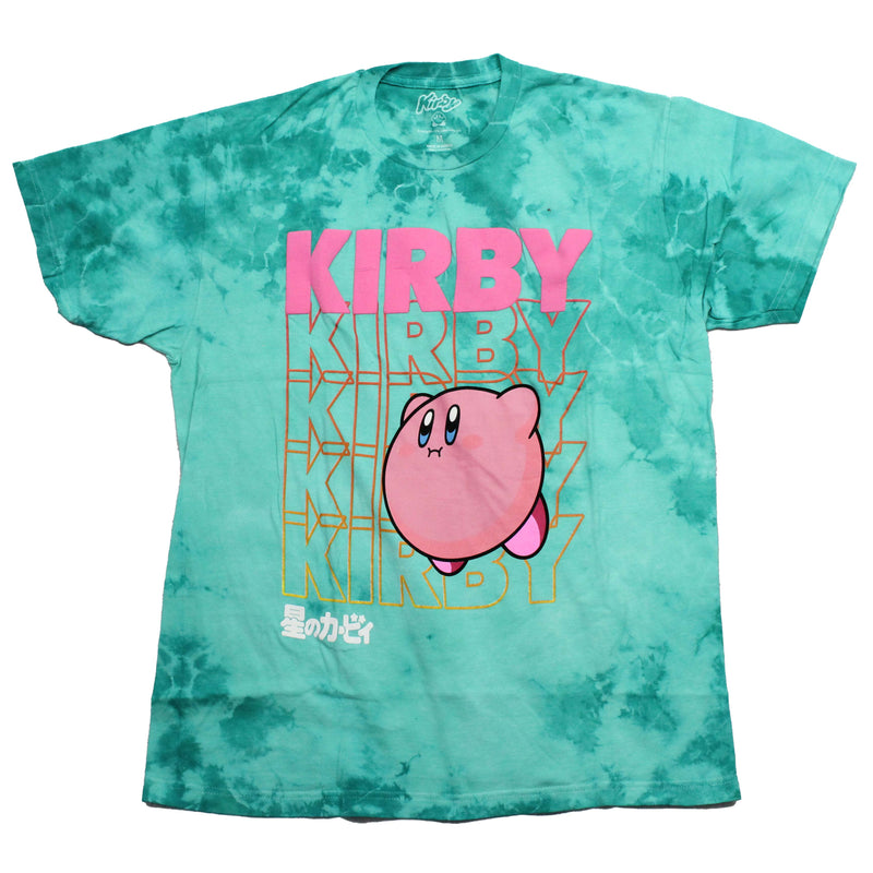 Kirby  Mens T-Shirt -Fading Pink Name Behind Kirby Tie Dye - Inmyparentsbasement.com