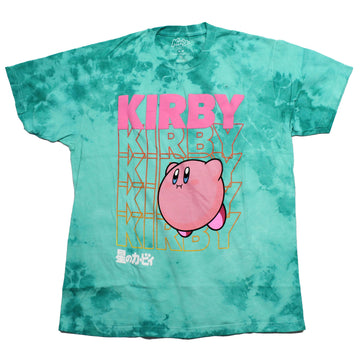 Kirby  Mens T-Shirt -Fading Pink Name Behind Kirby Tie Dye