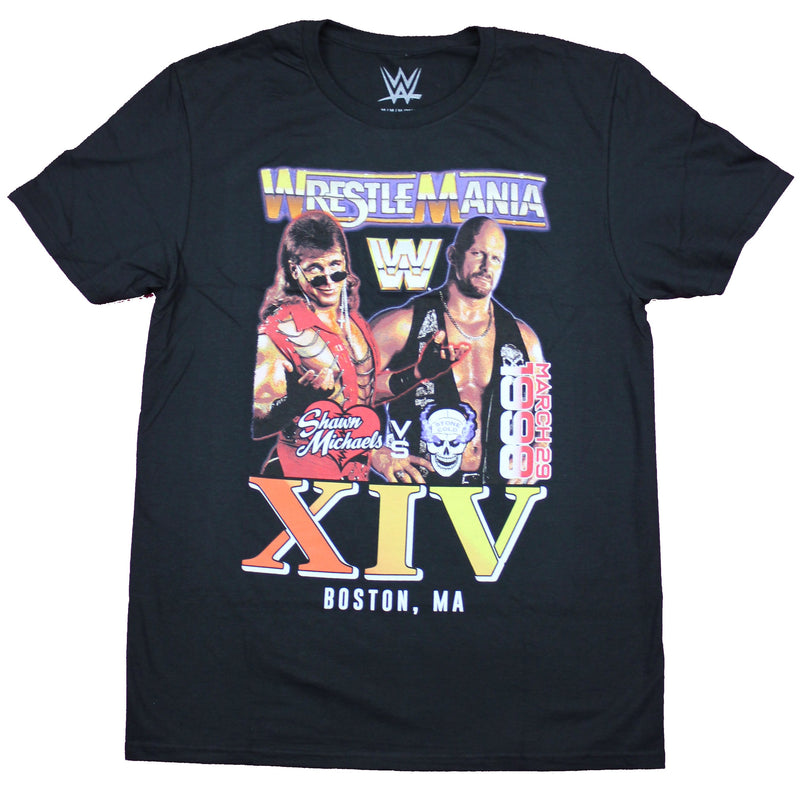 WWE Wrestlemania XIV Mens T-Shirt  - Shawn Michaels Vs Stone Cold Steve Austin - Inmyparentsbasement.com