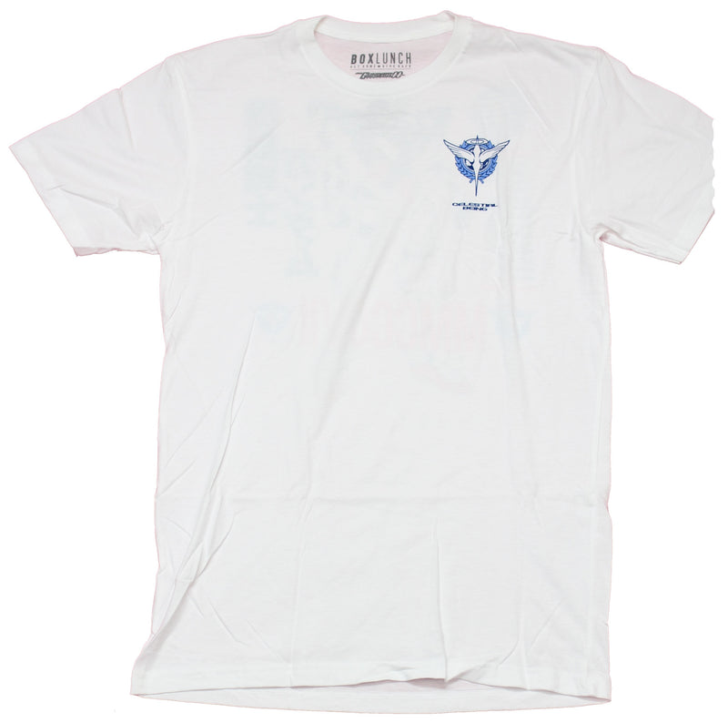 Gundam Mens T-Shirt - MMCCCVII Mech Stats Back Logo Lapel