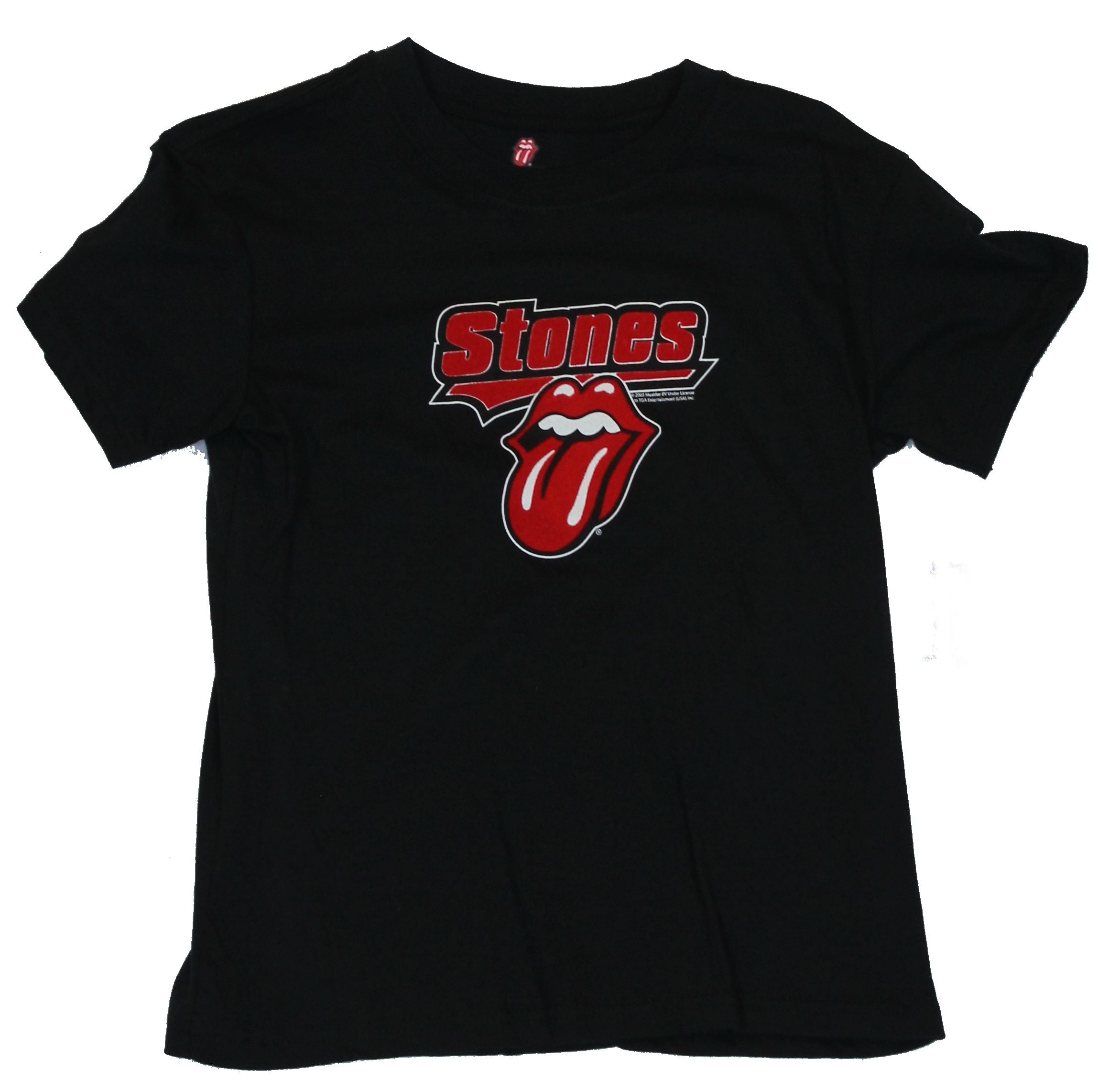 the Rolling Stones Ladies (Womens) T Shirt  - Felt Patch Classic Tongue Logo