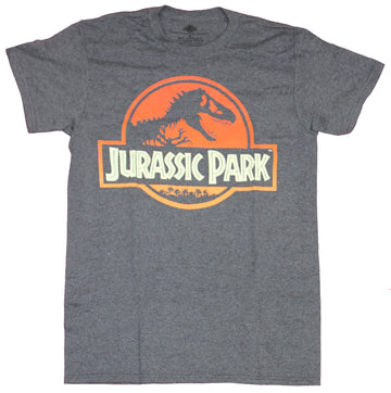 Jurassic Park Mens T-Shirt  - Orange And Cream Colored Classic Logo