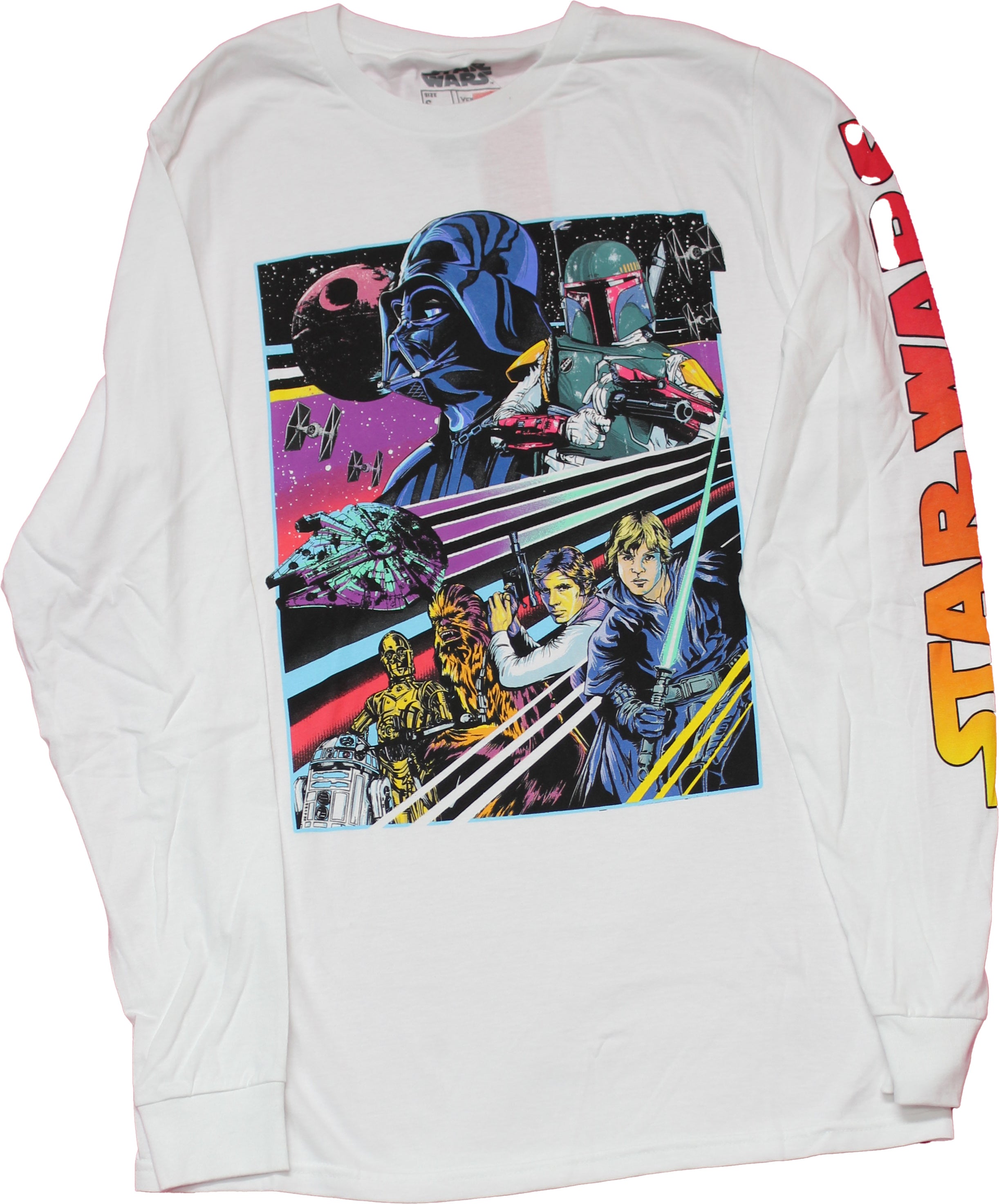 Star Wars Mens Long Sleeve T-Shirt Colorful Comic Collage