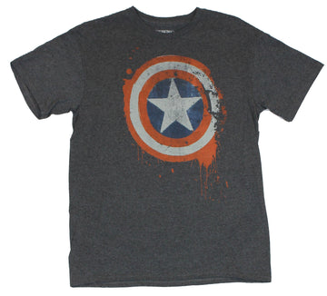 Captain America (Marvel Comics) Mens T-Shirt - Distressed Dripping Shield Logo