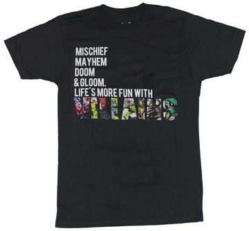 Marvel Comics Mens T-Shirt - Mischief Mayhem Doom Gloom More Fun with Villains
