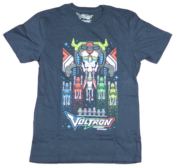 Voltron Mens T-Shirt- 8-Bit Style Lions Over Logo Image