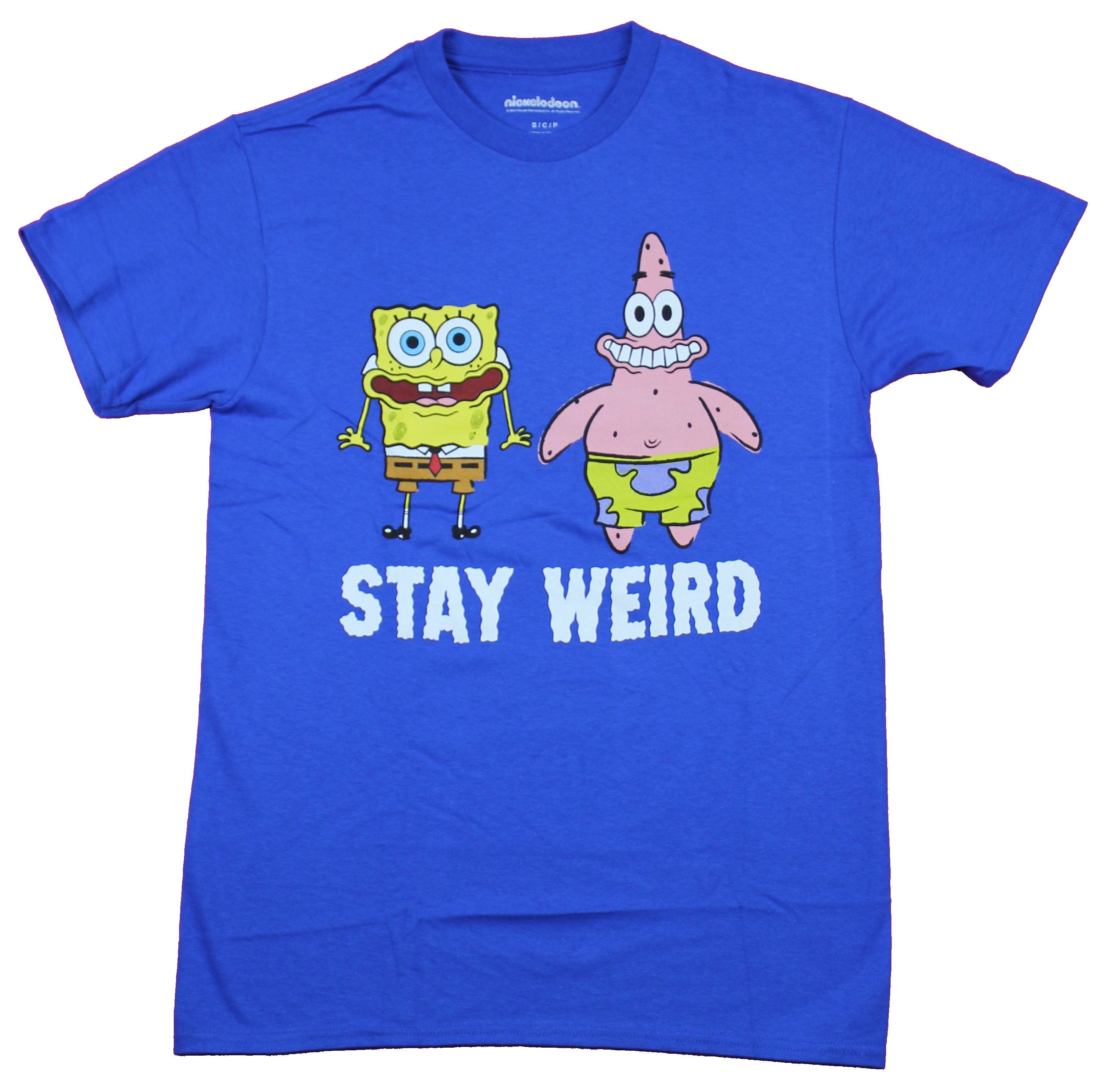 Spongebob Squarepants Mens T-Shirt  - Stay Weird Freaky Patrick & Bob Image