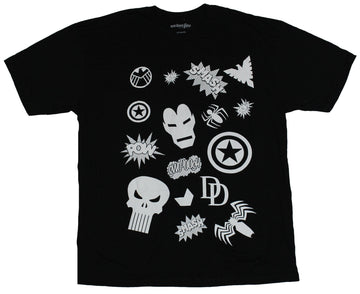 Marvel Comics Mens T-Shirt - Classic Heroes Images Logos Smash Pow