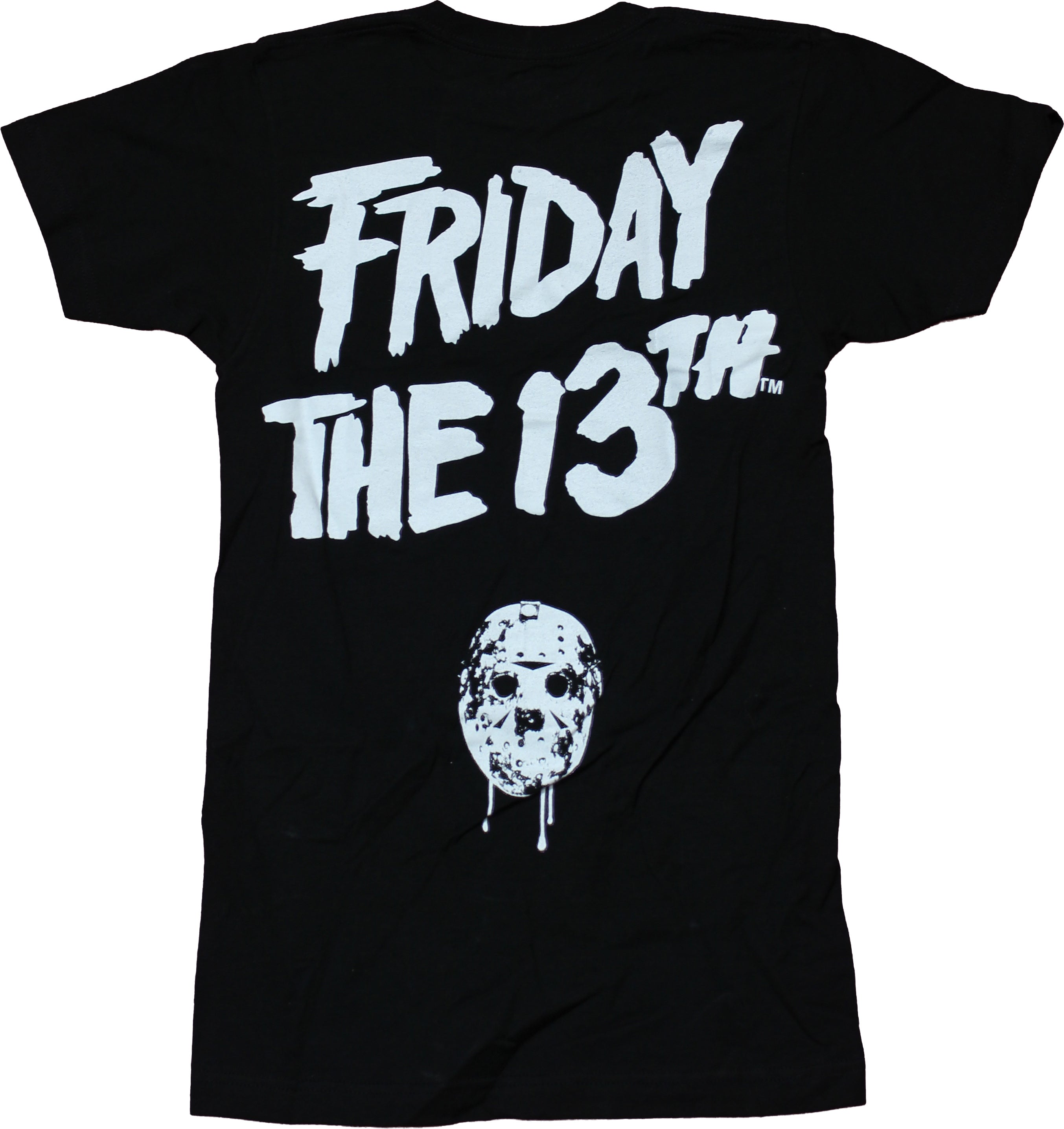Friday the 13th Mens T-Shirt - Giant Jason Mask Front Logo Back