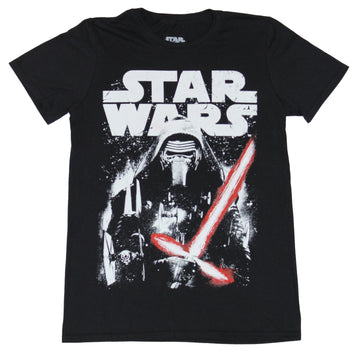 Star Wars Mens T-Shirt - White Print Kylo Ren Drawn Red Saber Under Star Wars