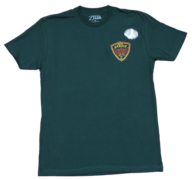 Legend of Zelda Mens T-Shirt - Explore Hyrule Lapel & Large Logo Back
