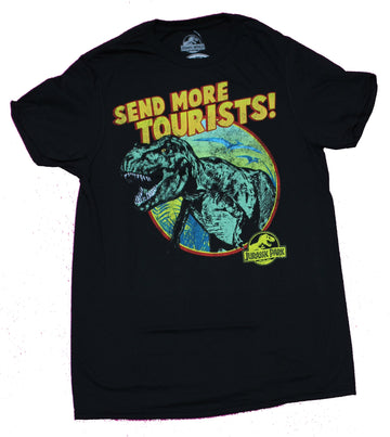 Jurassic Park Mens T-Shirt - Send More Tourists T-Rex Distressed Circle