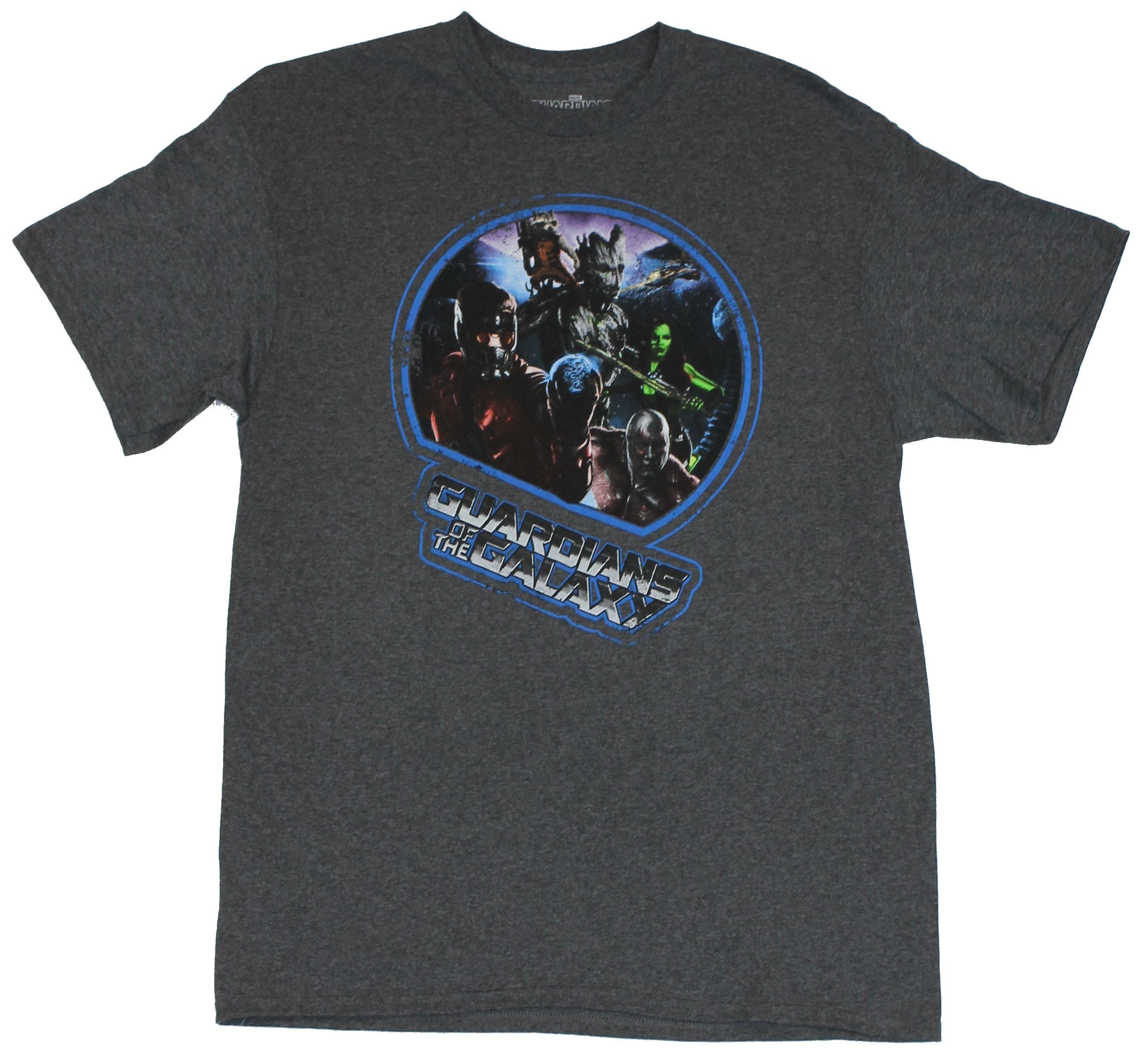 Guardians of the Galaxy Mens T-Shirt - Circled Movie Team Pic Image