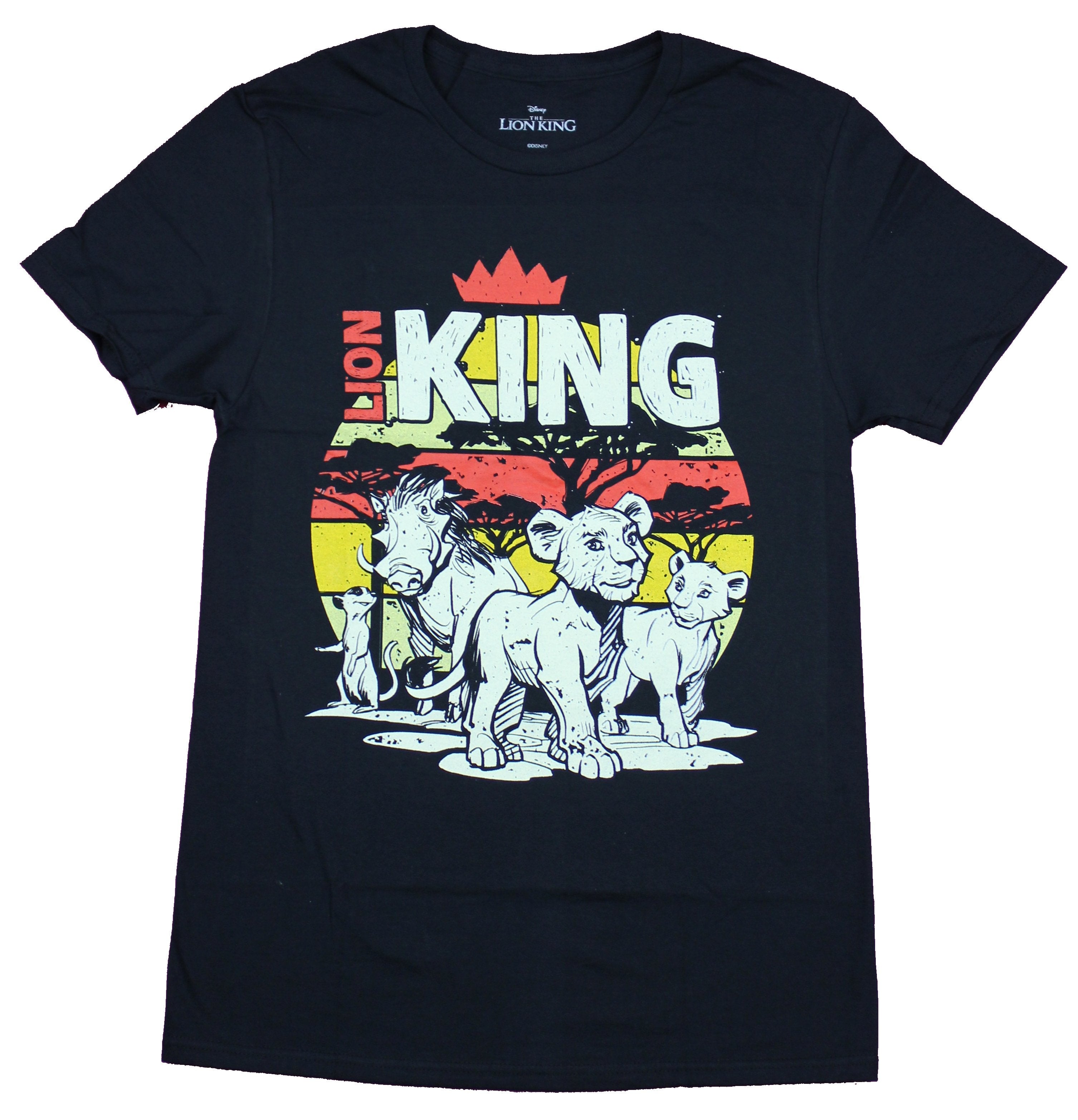 Lion King Mens T-Shirt  - B & W Simba Nala Pumba Timon Stylized Logo