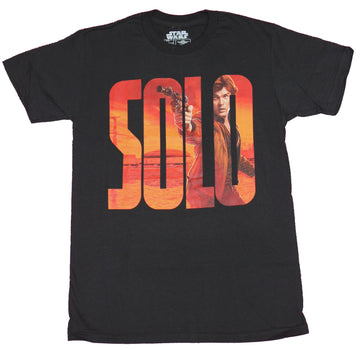 Star Wars Mens T-Shirt -Young Han Solo Through a Story Name Logo