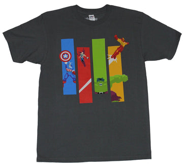 The Avengers (Marvel Comics) Mens T-Shirt - Primary Color Bars Big 4