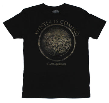Game of Thrones Mens T-Shirt  - Winter is Coming Stamped Stark Wolf Image