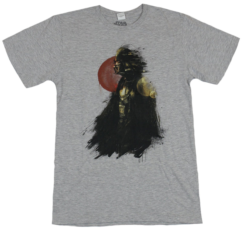 Star Wars Mens T-Shirt - Brushstroke Darth Vader in Front of Red Sun Image - Inmyparentsbasement.com