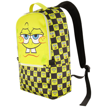 SpongeBob SquarePants 13 Inch Sleeve Laptop Backpack, Checkered Padded Computer Bag for Commute or Travel, Multi