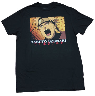 Naruto Shippuden Mens T-Shirt - Naruto Uzumaki Orange Screaming Face Image