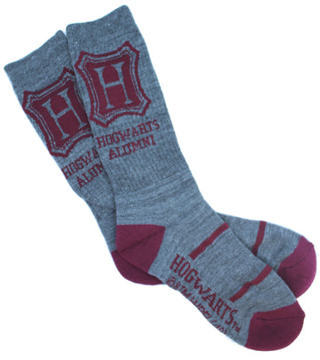 Harry Potter Hogwarts Maroon and Gray Crest Sock Size 9 to 11