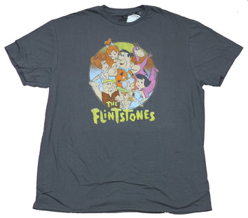The Flintstones Mens T-Shirt - Distressed Circle Group Over Logo