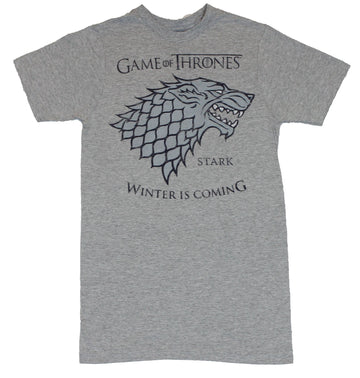 Game of Thrones Mens T-Shirt - "Winter is Coming" House of Stark Blue Wolf Crest